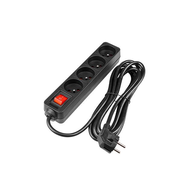 Prelungitor 4 prize standard, comutator, lungime 3 metri, IP20, 3000W, PVC, negru - imagine 6